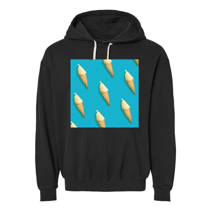 Ice Cream Cone Pattern Garment-Dyed Fleece Hoodie