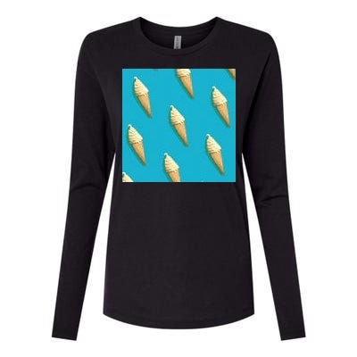 Ice Cream Cone Pattern Womens Cotton Relaxed Long Sleeve T-Shirt