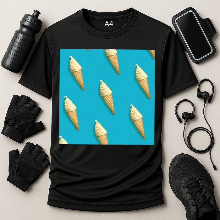 Ice Cream Cone Pattern Performance Shirt