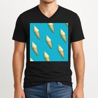 Ice Cream Cone Pattern V-Neck T-Shirt