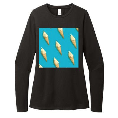 Ice Cream Cone Pattern Womens CVC Long Sleeve Shirt