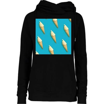 Ice Cream Cone Pattern Womens Funnel Neck Pullover Hood