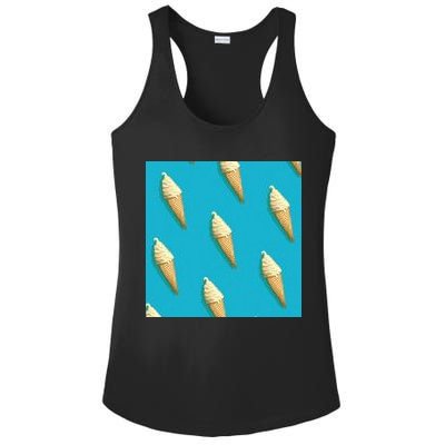 Ice Cream Cone Pattern Ladies PosiCharge Competitor Racerback Tank