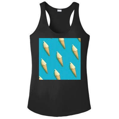 Ice Cream Cone Pattern Ladies PosiCharge Competitor Racerback Tank