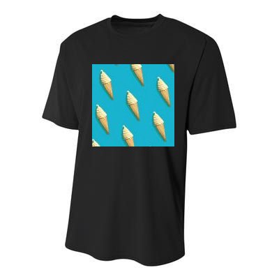 Ice Cream Cone Pattern Youth Performance Sprint T-Shirt