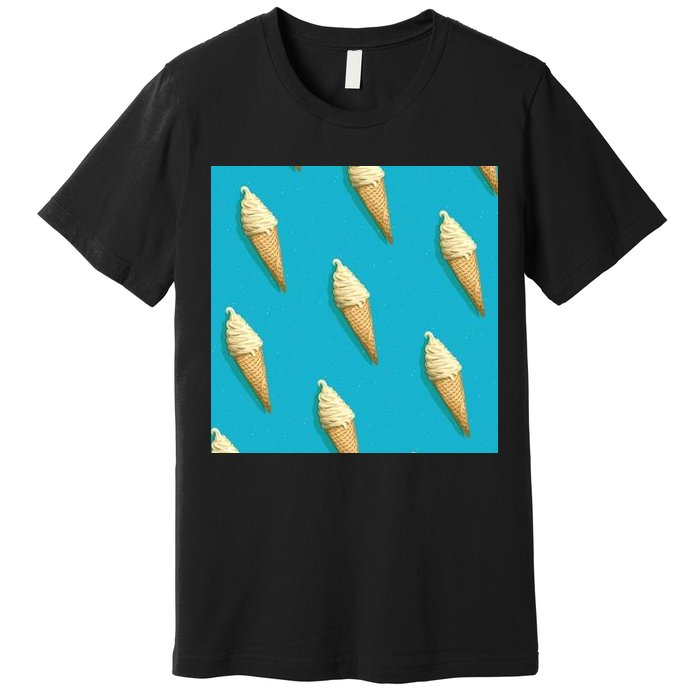 Ice Cream Cone Pattern Premium T-Shirt