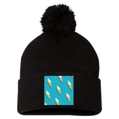 Ice Cream Cone Pattern Pom Pom 12in Knit Beanie
