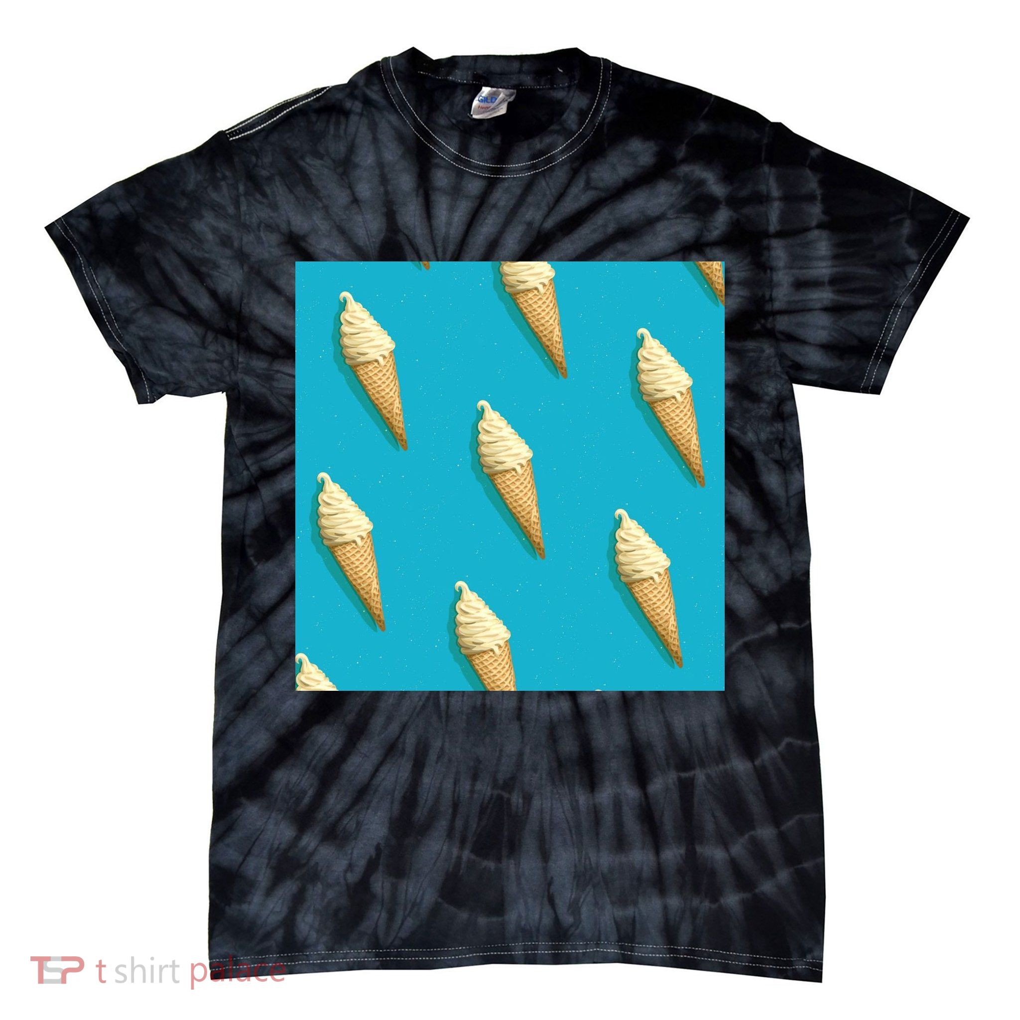 Ice Cream Cone Pattern Tie-Dye T-Shirt