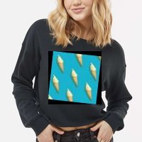 Ice Cream Cone Pattern Cropped Pullover Crew