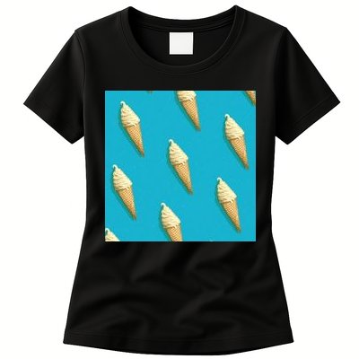 Ice Cream Cone Pattern Womens T-Shirt