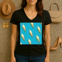 Ice Cream Cone Pattern Women's V-Neck T-Shirt