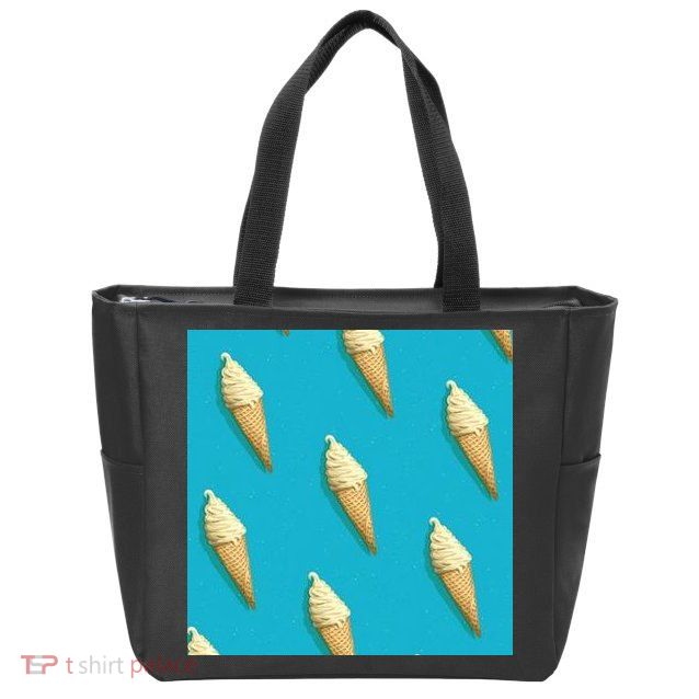 Ice Cream Cone Pattern Zip Tote Bag