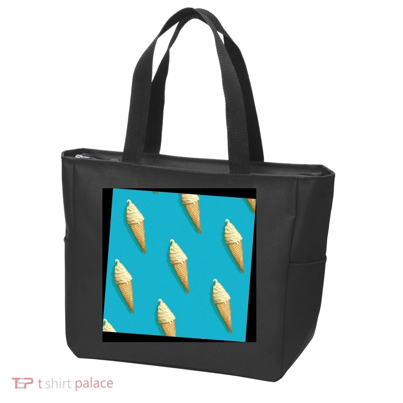 Ice Cream Cone Pattern Zip Tote Bag
