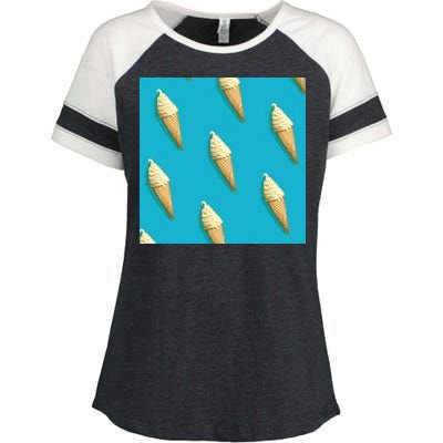 Ice Cream Cone Pattern Enza Ladies Jersey Colorblock Tee