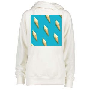 Ice Cream Cone Pattern Womens Funnel Neck Pullover Hood