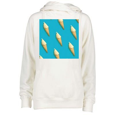 Ice Cream Cone Pattern Womens Funnel Neck Pullover Hood