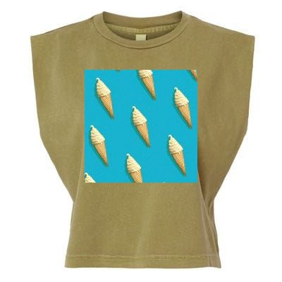 Ice Cream Cone Pattern Garment-Dyed Women's Muscle Tee