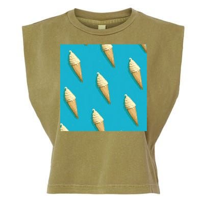 Ice Cream Cone Pattern Garment-Dyed Women's Muscle Tee