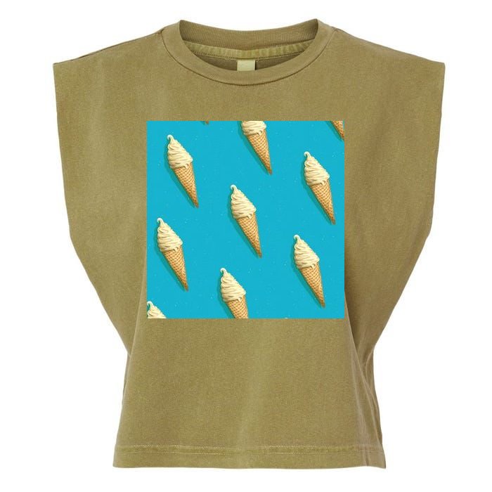 Ice Cream Cone Pattern Garment-Dyed Women's Muscle Tee