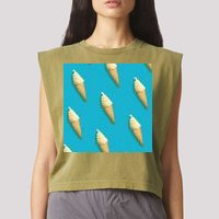 Ice Cream Cone Pattern Garment-Dyed Women's Muscle Tee