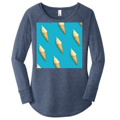 Ice Cream Cone Pattern Women's Perfect Tri Tunic Long Sleeve Shirt