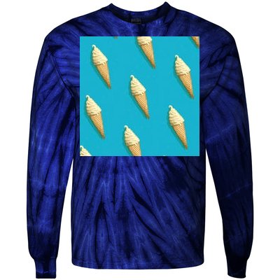 Ice Cream Cone Pattern Tie-Dye Long Sleeve Shirt