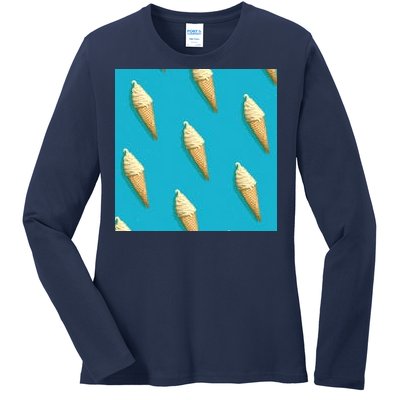 Ice Cream Cone Pattern Ladies Long Sleeve Shirt