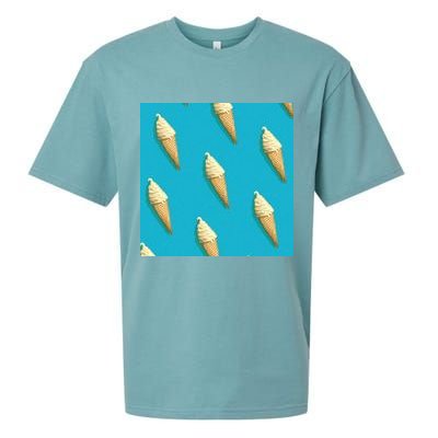 Ice Cream Cone Pattern Sueded Cloud Jersey T-Shirt
