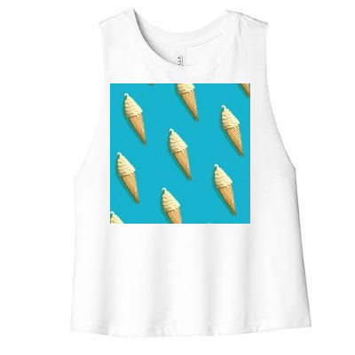 Ice Cream Cone Pattern Women's Racerback Cropped Tank