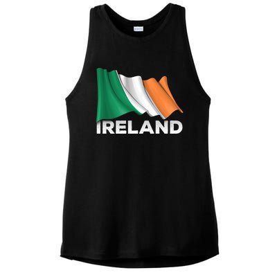 Ireland Country Cool Gift Waving Irish Flag Great Gift Ladies PosiCharge Tri-Blend Wicking Tank