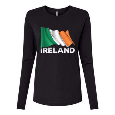 Ireland Country Cool Gift Waving Irish Flag Great Gift Womens Cotton Relaxed Long Sleeve T-Shirt