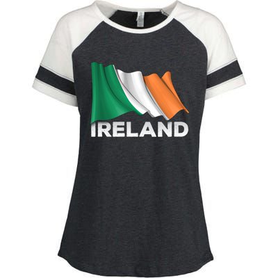 Ireland Country Cool Gift Waving Irish Flag Great Gift Enza Ladies Jersey Colorblock Tee