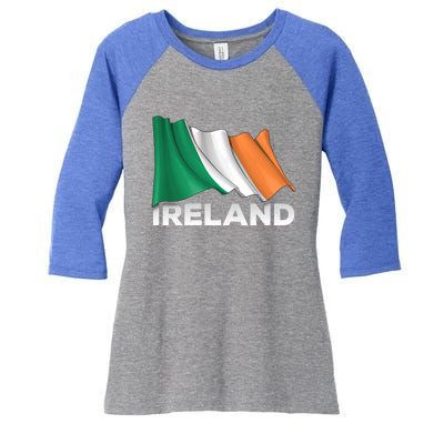 Ireland Country Cool Gift Waving Irish Flag Great Gift Women's Tri-Blend 3/4-Sleeve Raglan Shirt