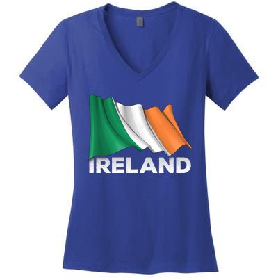 Ireland Country Cool Gift Waving Irish Flag Great Gift Women's V-Neck T-Shirt