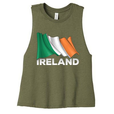 Ireland Country Cool Gift Waving Irish Flag Great Gift Women's Racerback Cropped Tank