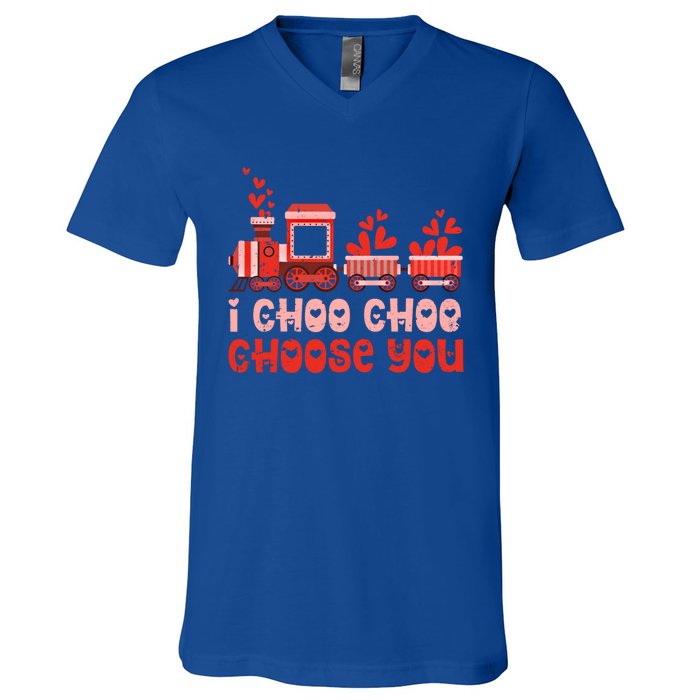 I Choo Choo Choose You Valentines Day Train Gift V-Neck T-Shirt