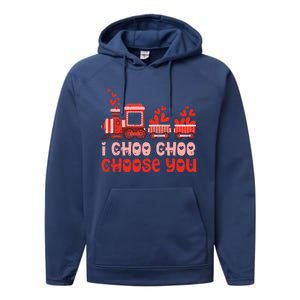 I Choo Choo Choose You Valentines Day Train Gift Performance Fleece Hoodie