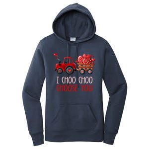 I Choo Choo Choose You Valentines Day Train With Red Hearts Gift Women's Pullover Hoodie