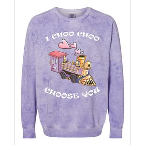 I Choo Choo Choose You Valentine's Day Cute Train Pun Gift Cute Gift Colorblast Crewneck Sweatshirt