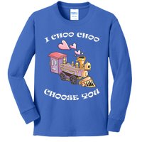 I Choo Choo Choose You Valentine's Day Cute Train Pun Gift Cute Gift Kids Long Sleeve Shirt