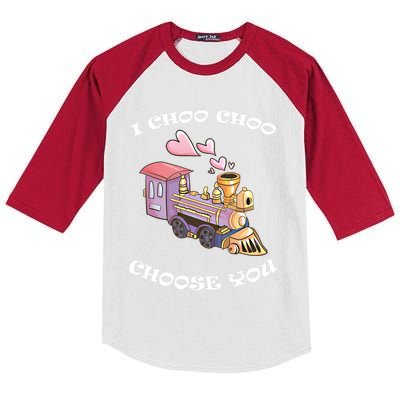 I Choo Choo Choose You Valentine's Day Cute Train Pun Gift Cute Gift Kids Colorblock Raglan Jersey