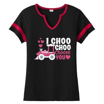 I Choo Choo Choose You Valentine's Day Train Lover Couples Cute Gift Ladies Halftime Notch Neck Tee