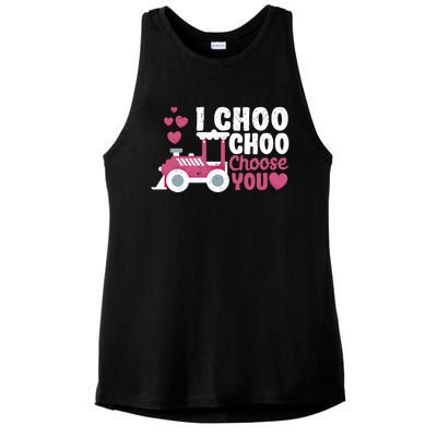 I Choo Choo Choose You Valentine's Day Train Lover Couples Cute Gift Ladies PosiCharge Tri-Blend Wicking Tank