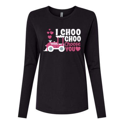 I Choo Choo Choose You Valentine's Day Train Lover Couples Cute Gift Womens Cotton Relaxed Long Sleeve T-Shirt