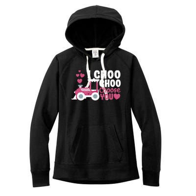 I Choo Choo Choose You Valentine's Day Train Lover Couples Cute Gift Women's Fleece Hoodie