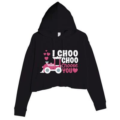 I Choo Choo Choose You Valentine's Day Train Lover Couples Cute Gift Crop Fleece Hoodie