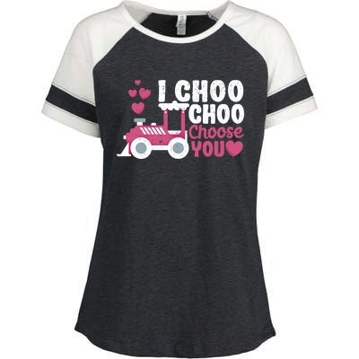 I Choo Choo Choose You Valentine's Day Train Lover Couples Cute Gift Enza Ladies Jersey Colorblock Tee