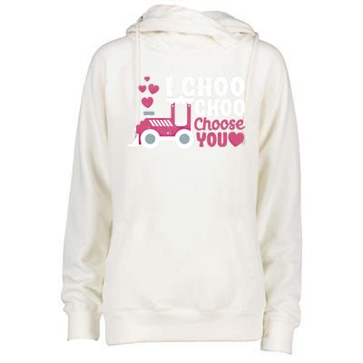 I Choo Choo Choose You Valentine's Day Train Lover Couples Cute Gift Womens Funnel Neck Pullover Hood