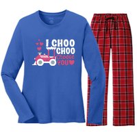 I Choo Choo Choose You Valentine's Day Train Lover Couples Cute Gift Women's Long Sleeve Flannel Pajama Set 