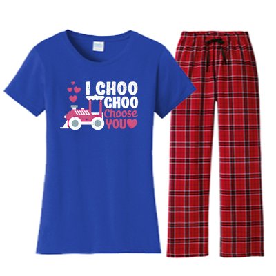 I Choo Choo Choose You Valentine's Day Train Lover Couples Cute Gift Women's Flannel Pajama Set